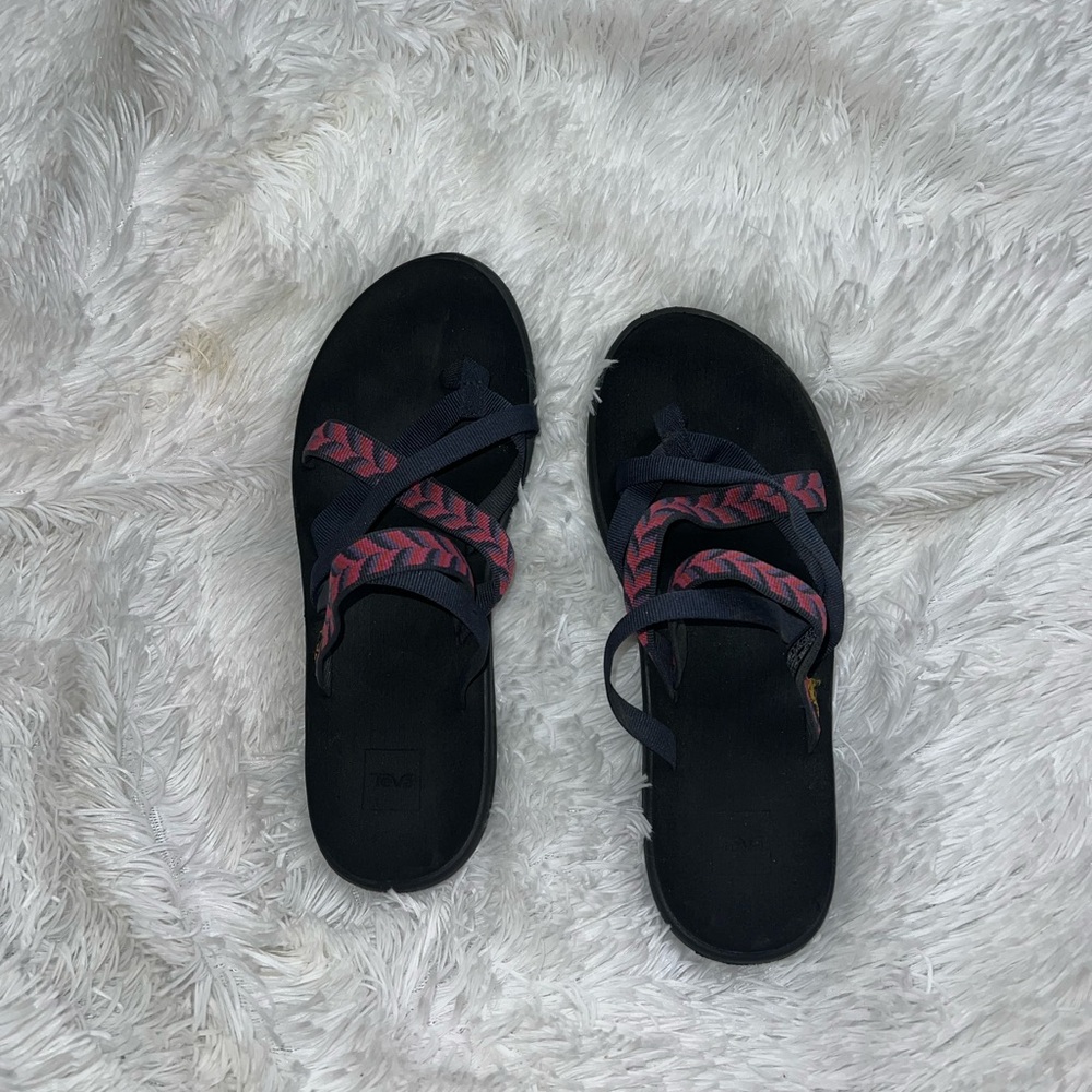 Teva Black Sandals with Pink Patterned Straps